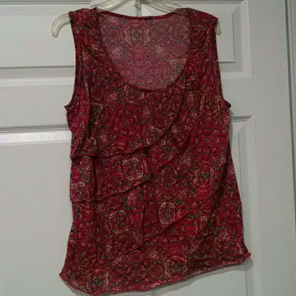 Pink floral layer front tank top